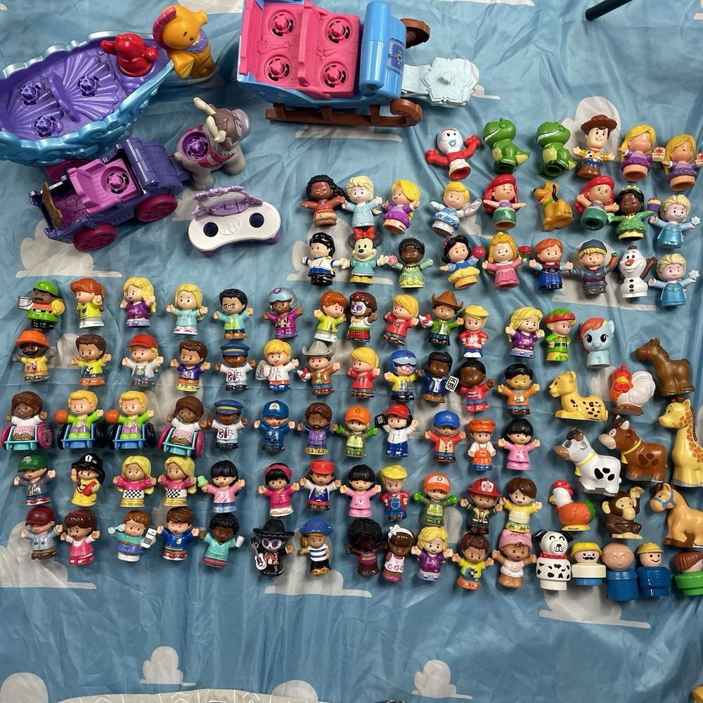 Lot Of 102 Fisher Price Little People Figures Toys Disney + Cars